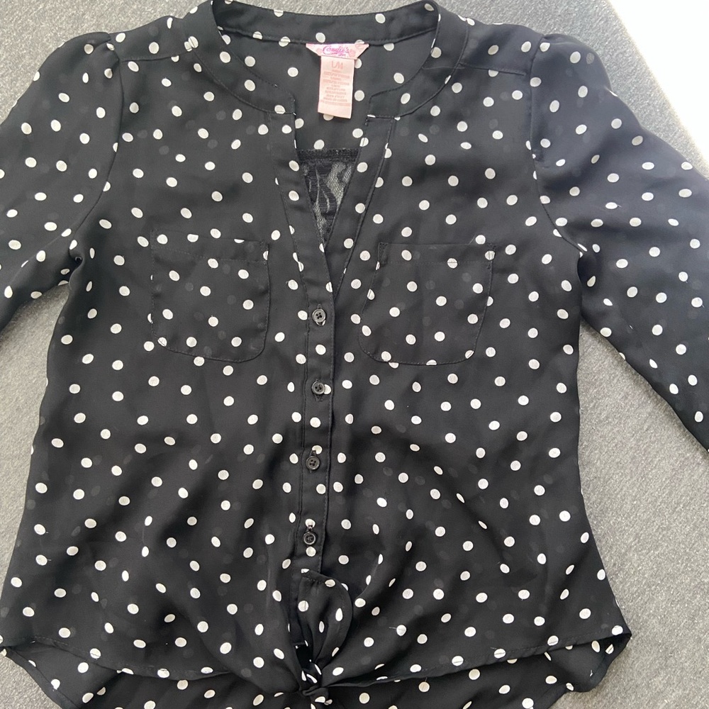 Black polka dot button-up - Picture 3 of 6